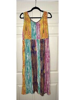 Jams World RARE Vintage Women's Maxi Tank Dress Size Large Stripe